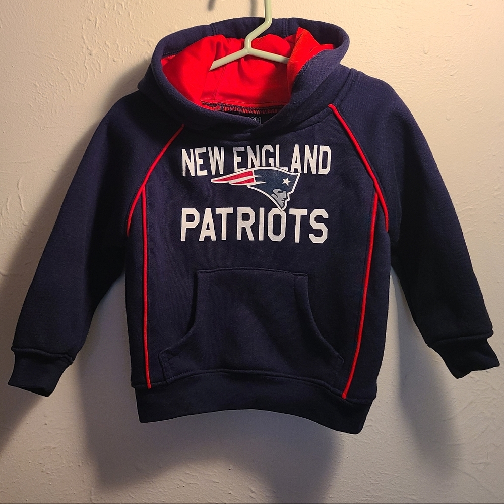 NFL Kids New England Patriots Team Fleece Hoodie Sz 24 mo Navy/Red Tom Brady Era